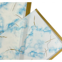 Калька (пакування для квітів) / 58*58 см / 2 аркуші/ блакитний мармур