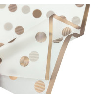 Калька (упаковка для цветов) / 58*58 см / 2 листа/ золотой на белом горох