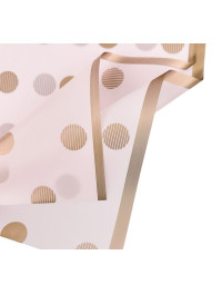 Калька (пакування для квітів) / 58*58 см / 2 аркуші/золотий на рожевому горох