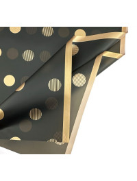 Калька (пакування для квітів) / 58*58 см / 2 аркуші/золотий на чорному горох