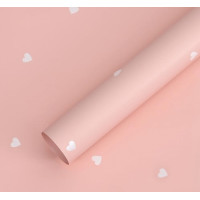 Калька (упаковка для цветов) / 58*58 см / 2 листа/ розовый сердца