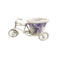 Декоративное кашпо "Велосипед" с фиолетовой лентой