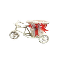 Декоративное кашпо "Велосипед" с красной лентой