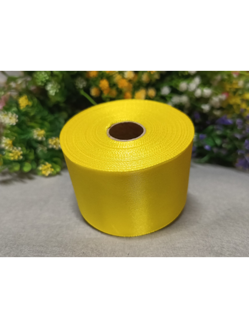 Атласна стрічка/5 см/23 метри/ жовтий