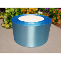 Атласная лента/ 5 см/ 23 метра/ темно голубой