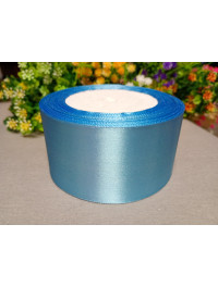 Атласна стрічка/5 см/23 метри/ темно-блакитний