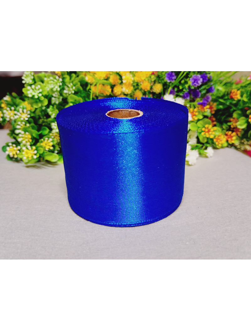 Атласна стрічка/5 см/23 метри/ Синій електрик