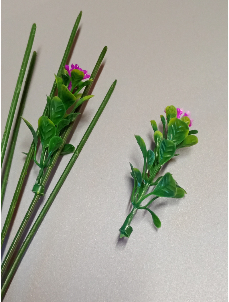 Домішка зелені з квіткою/5 шт./5 см/біло-малиновий