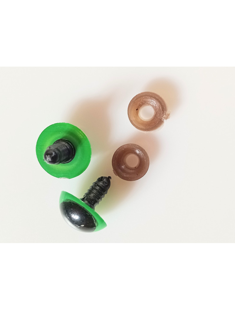 Око для іграшок із заглушками, 18 мм. Зелені. Ціна вказана за пару
