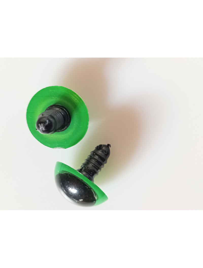 Око для іграшок із заглушками, 18 мм. Зелені. Ціна вказана за пару